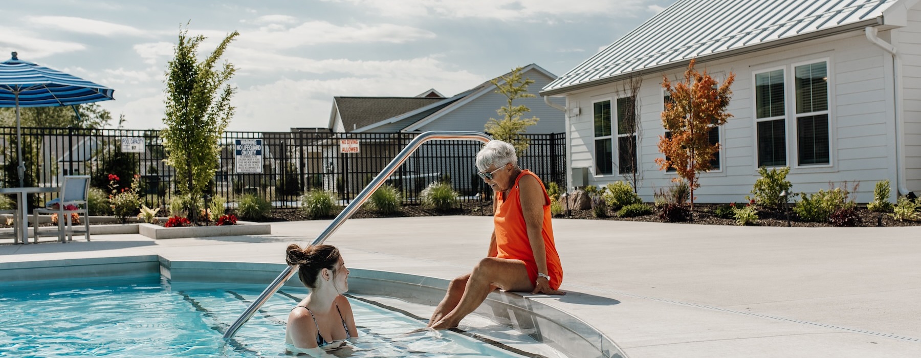 two women in a swimming pool